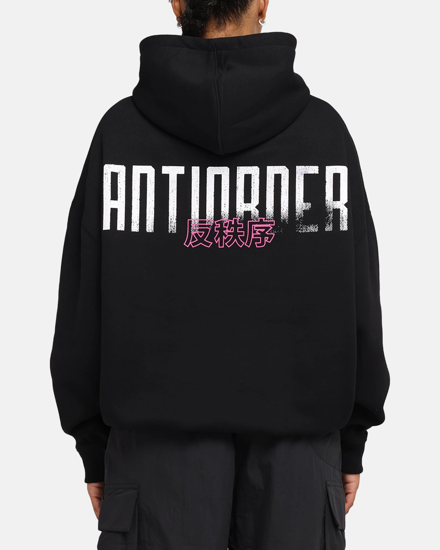 The Anti Order Ryuken Boxy Hoodie Black Embroidered
