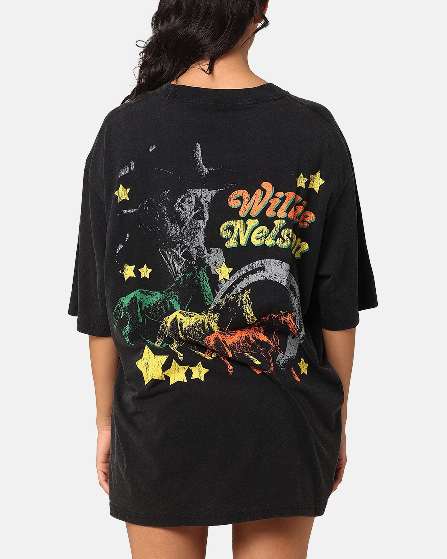 Willie Nelson Willie Nelson T-Shirt Washed Black Smart Design