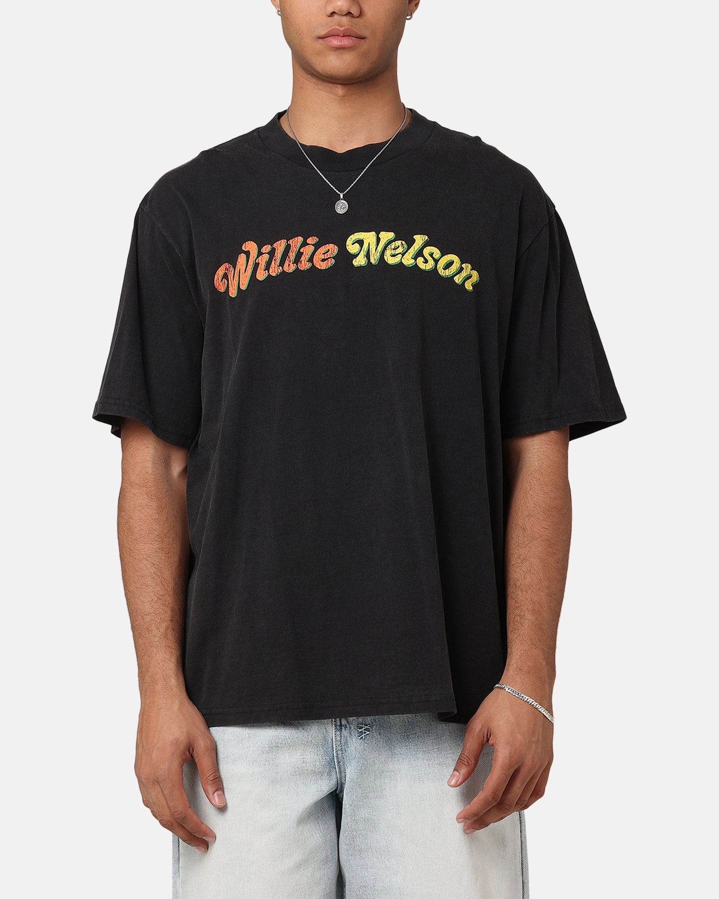 Casual Essential Wear Stylish Wear Willie Nelson Willie Nelson T-Shirt Washed Black