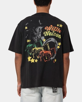 Willie Nelson Willie Nelson T-Shirt Washed Black OekoTexCertified Smart Casual Look