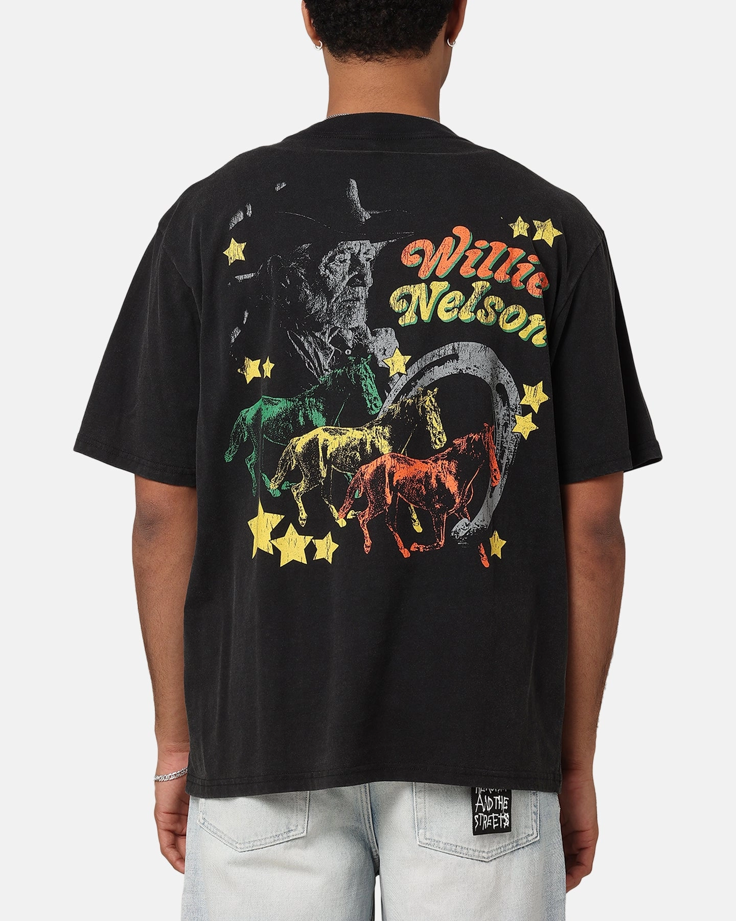 Willie Nelson Willie Nelson T-Shirt Washed Black OekoTexCertified Smart Casual Look