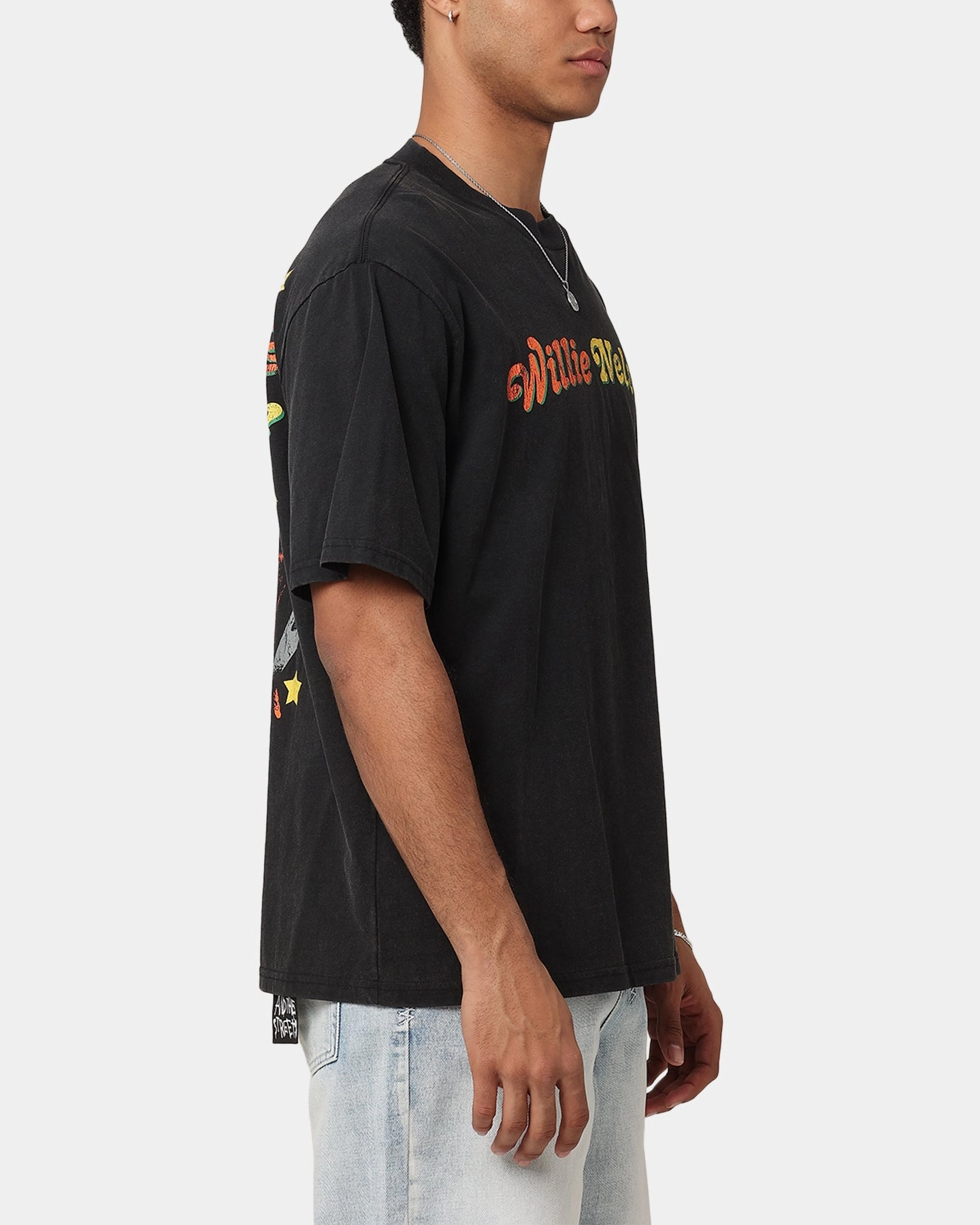 Active Outfit Style Breathable Look Willie Nelson Willie Nelson T-Shirt Washed Black