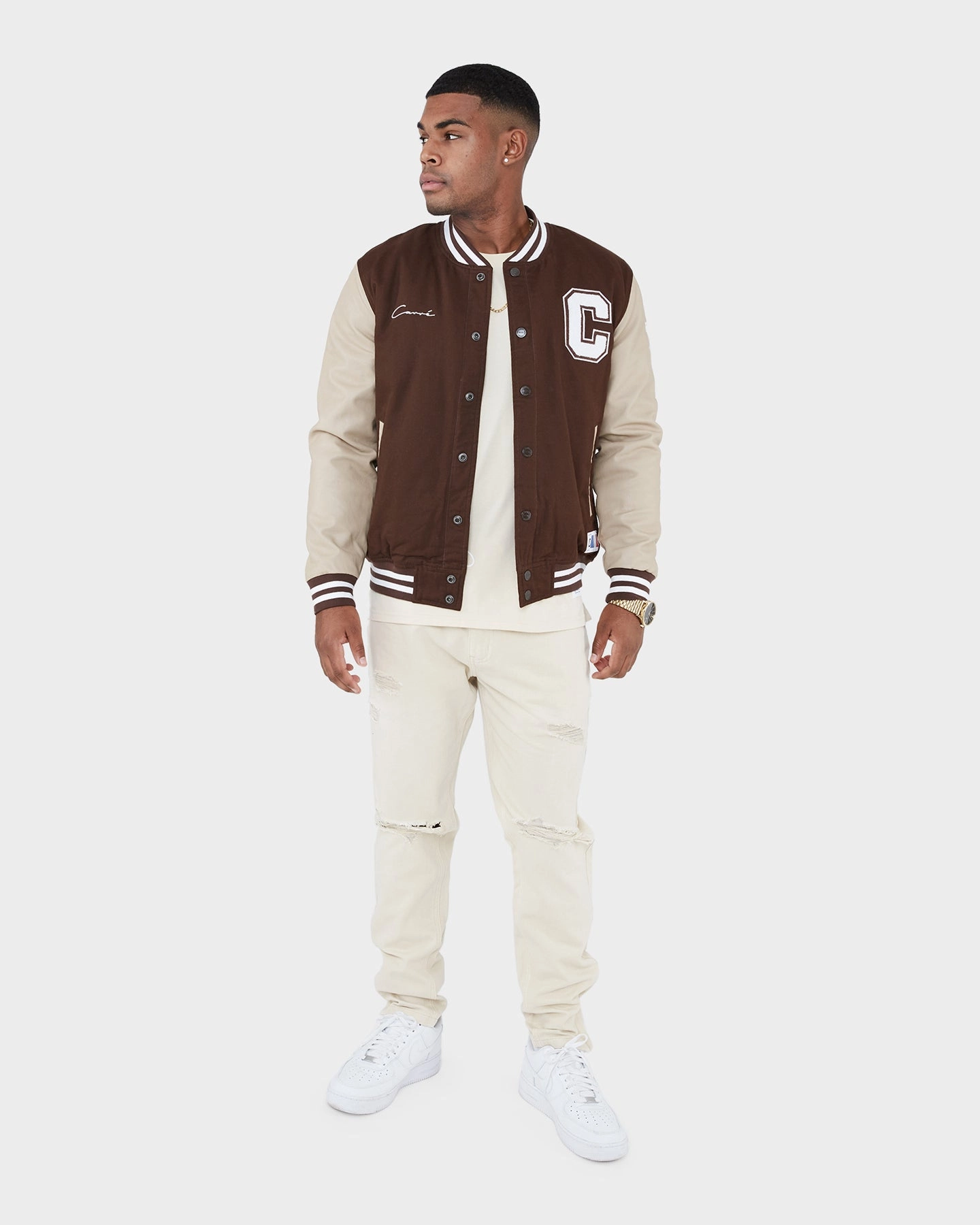 Non Chafing Edges Carr?? MVP Varsity Jacket Brown/Cream
