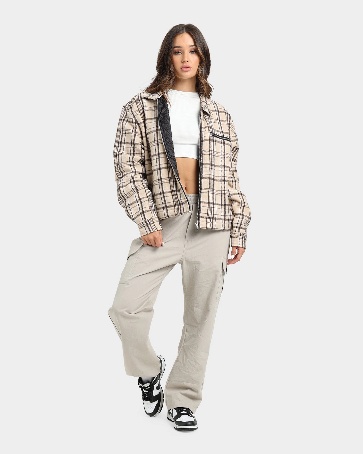 Winter Shield Cross Ventilation Channels XXIII Oaxaca Cropped Tartan Jacket Brown
