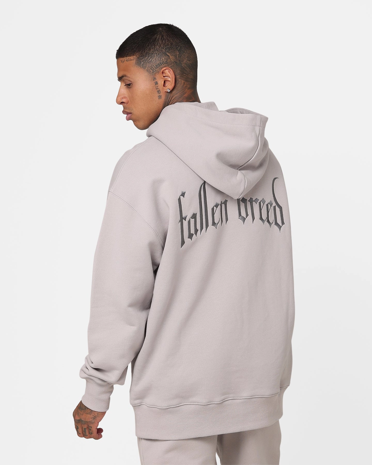 Office Look Fallen Breed Signature Logo Hoodie Light Grey