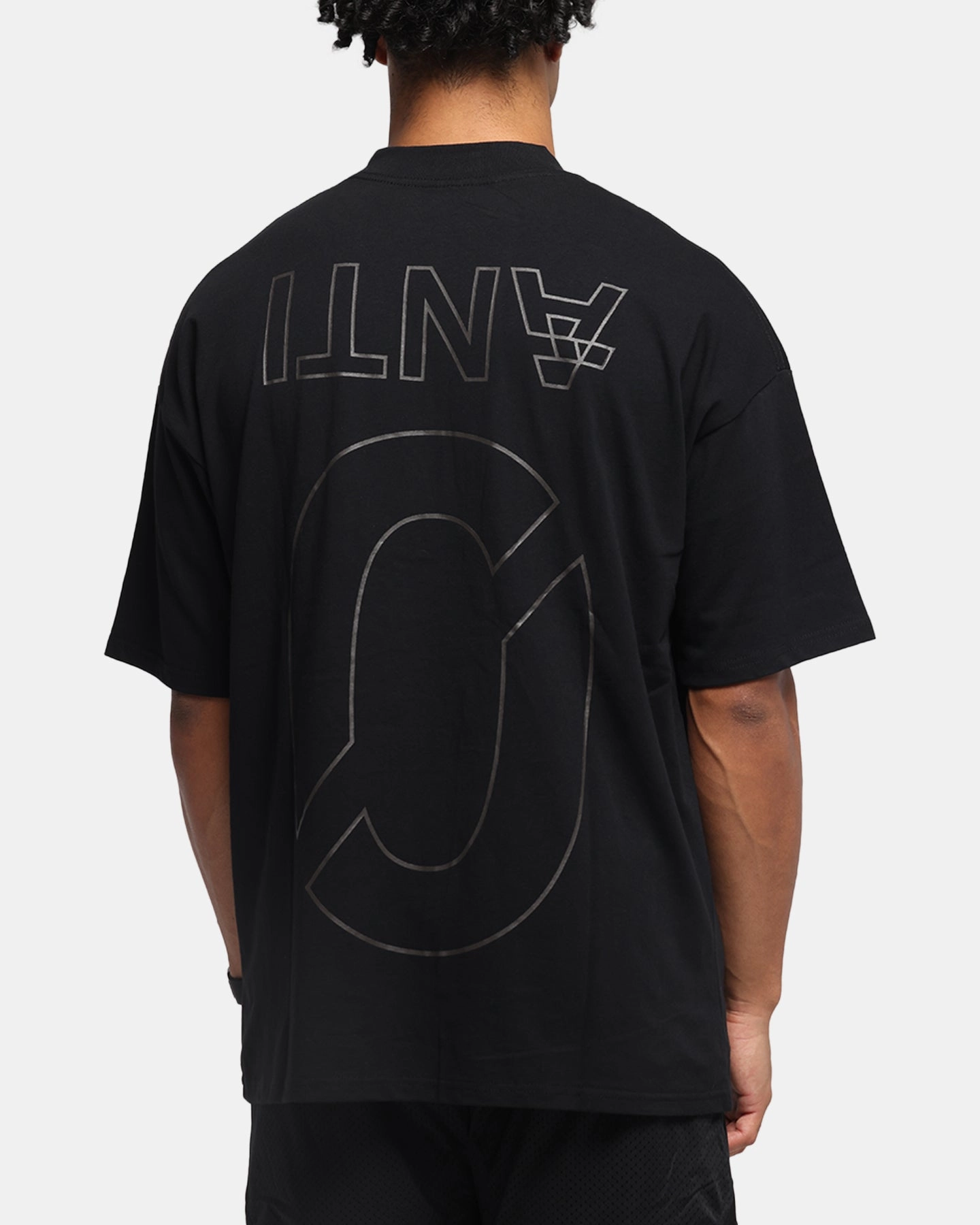Cashmere combination The Anti Order Azero Stencil Mock Neck T-Shirt Black