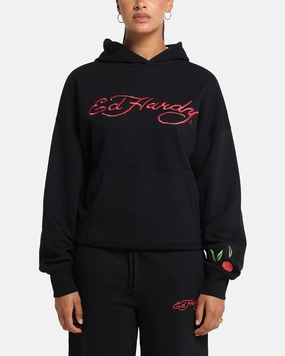 single layer Ed Hardy Cherry Hoodie Black
