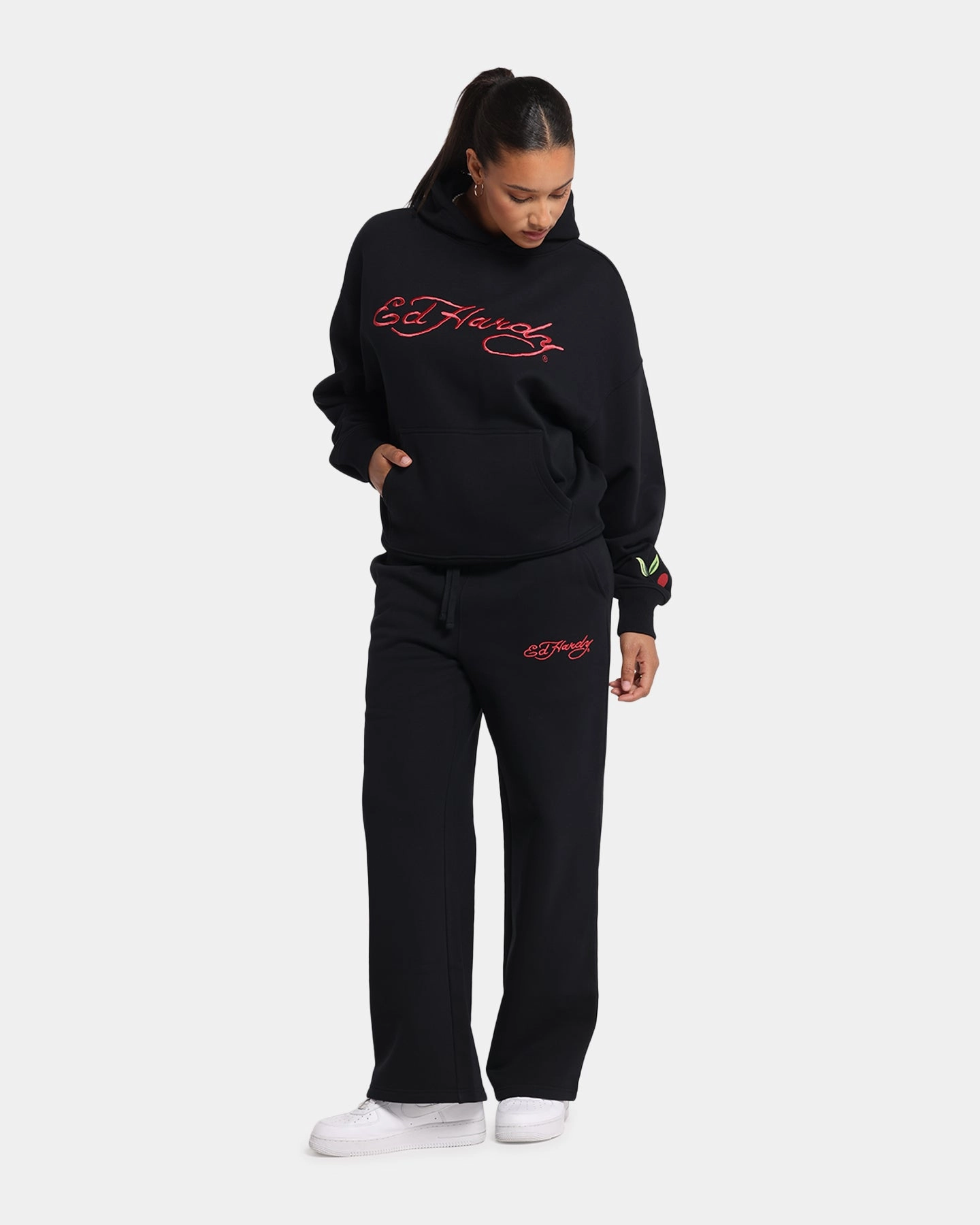 Zip Off Detailing Shampoo Ed Hardy Cherry Hoodie Black