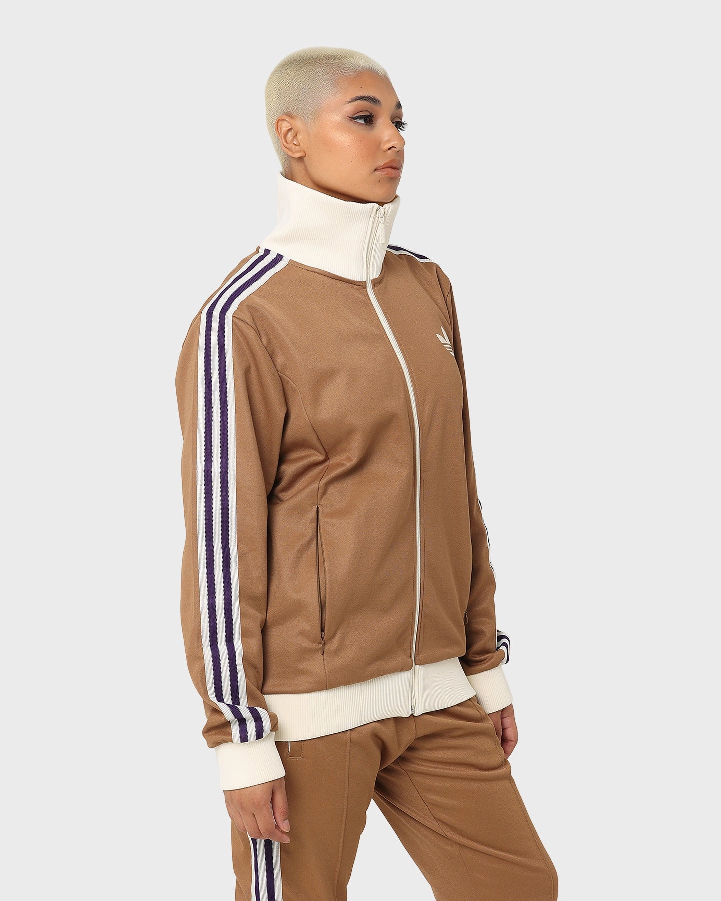 Adidas Adicolor Poly TT Jacket Brown Desert Linen