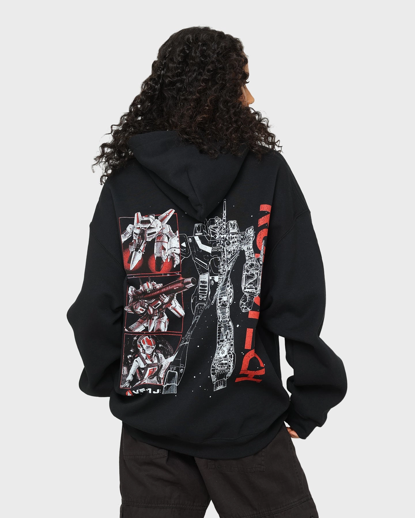American Thrift X Robotech VF1J Hoodie Black fitted fit Range