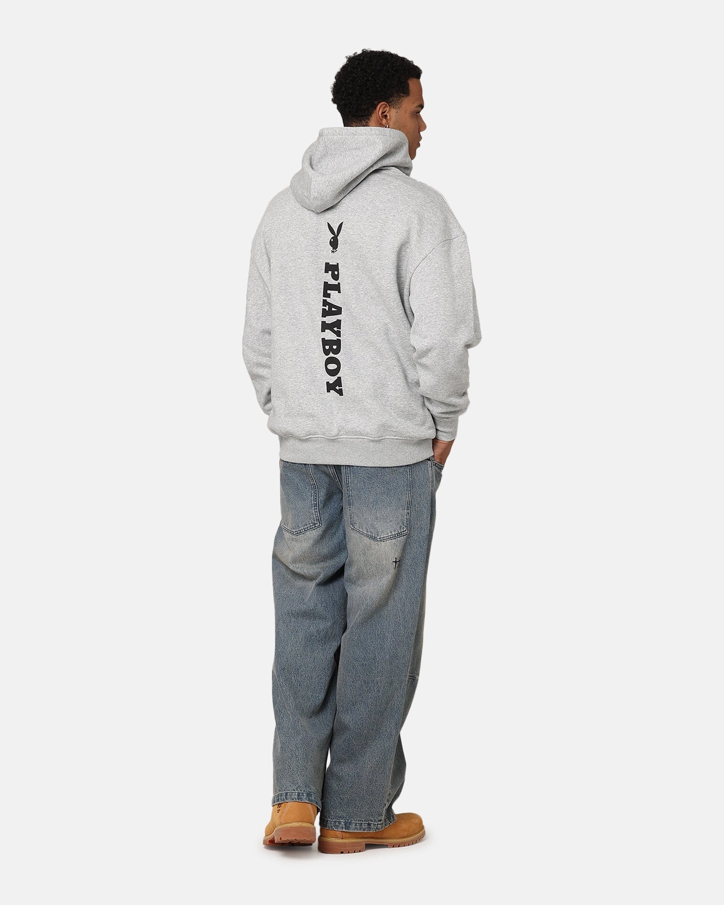 Cordlock Adjustment System Makeup Playboy Logo Lockup Hoodie Grey Marle