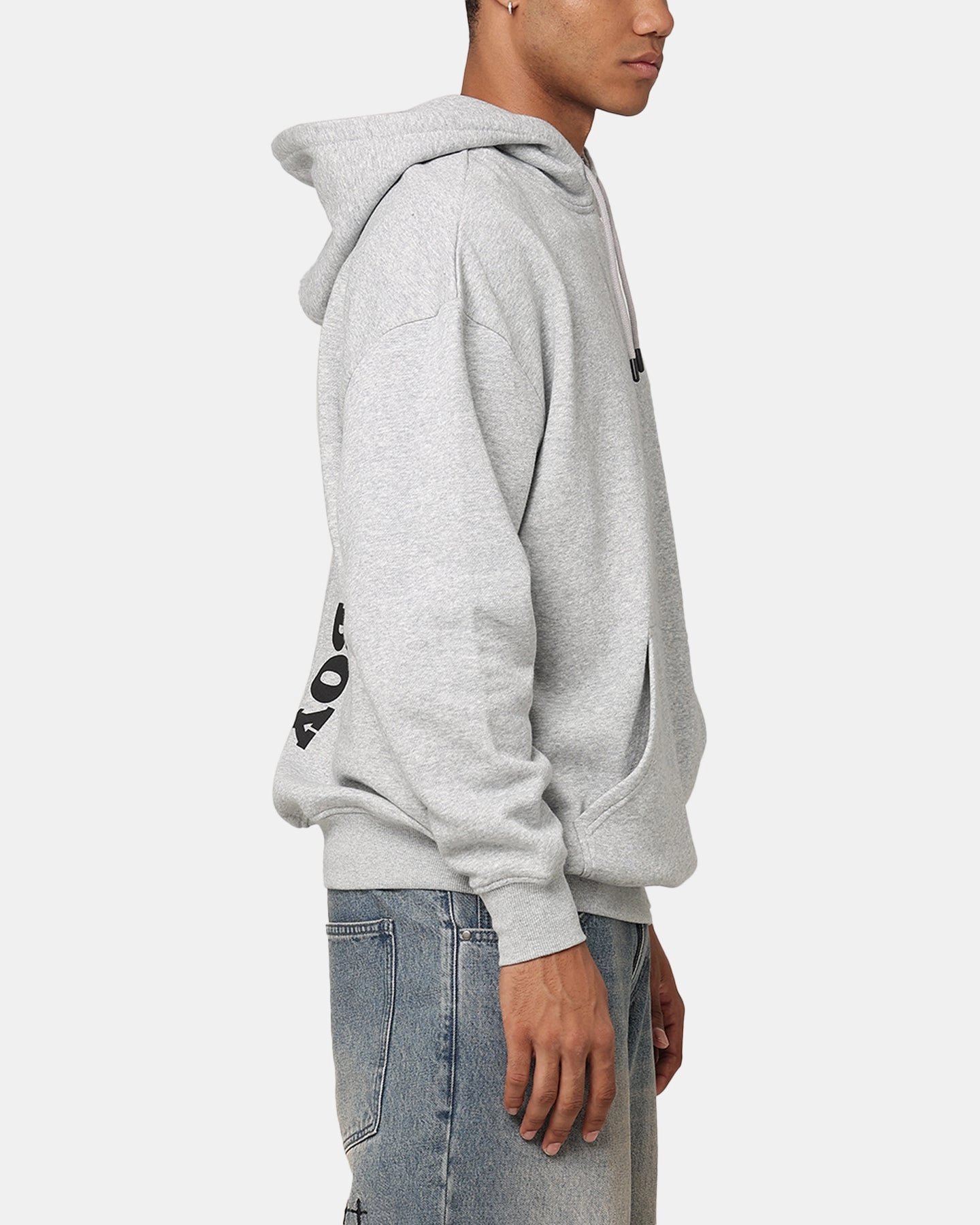 Playboy Logo Lockup Hoodie Grey Marle work - from - home Insulated Interior