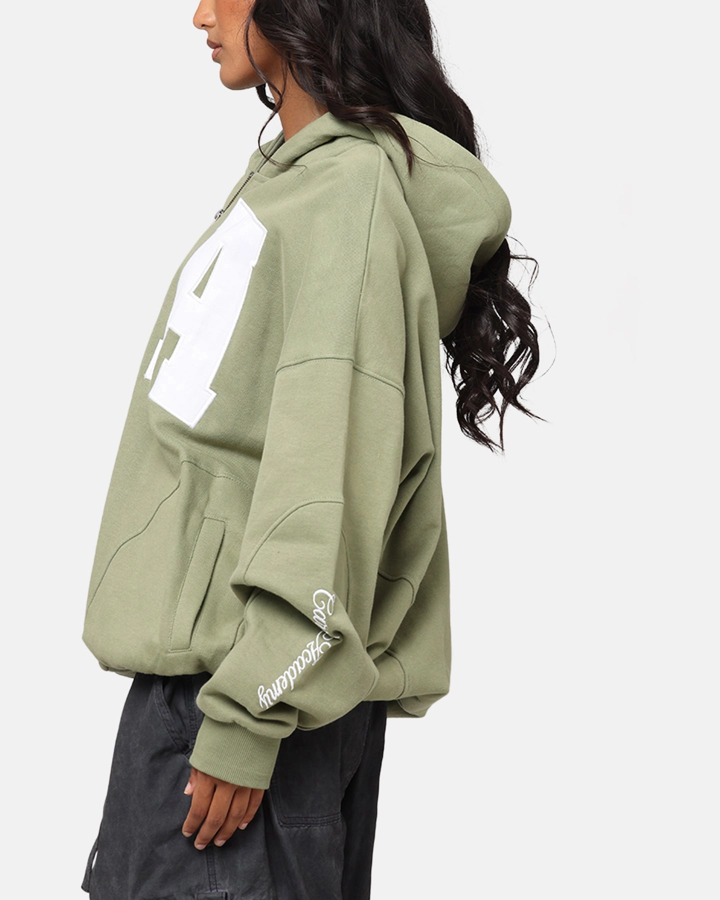 Carre Legacy Panelled Zip Hoodie Green Earrings UV-protection