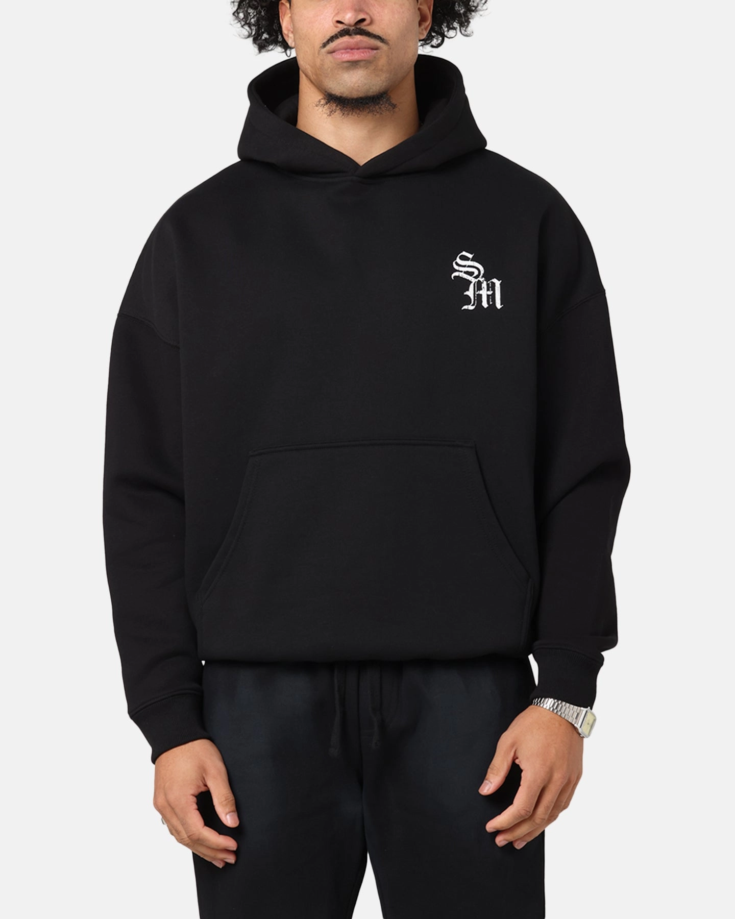 Saint Morta Redemption Boxy Hoodie Black High Collar Fit campfire