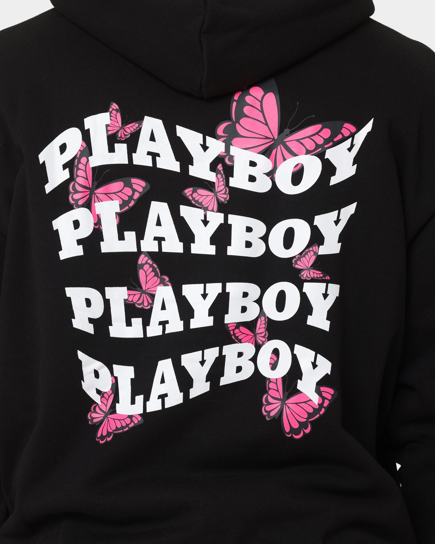 Playboy Playboy Butterfly Original Fit Hoodie Black Magenta Wax