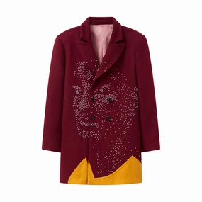 Kidsuper Beaded Peacoat 'Burgundy' Chill Weather Moisture Wicking Material