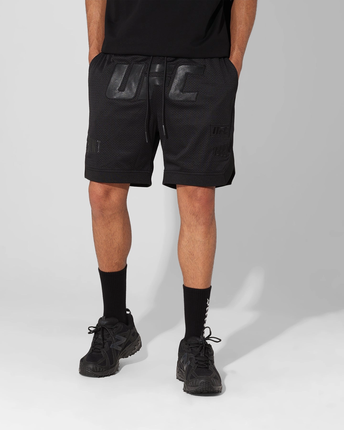 Saint Morta X UFC Basketball Shorts Black Loose Fit Lace trim