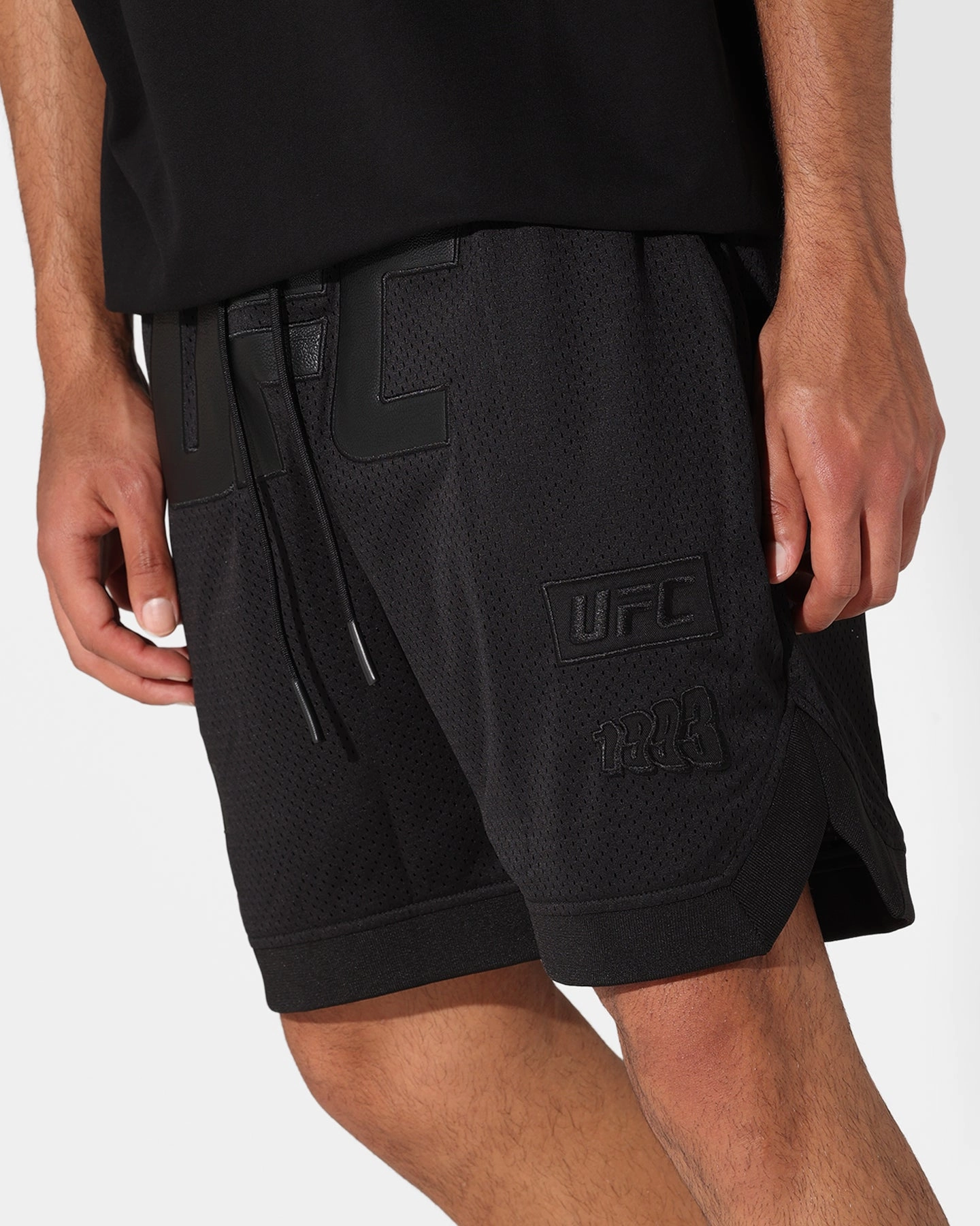 Saint Morta X UFC Basketball Shorts Black Adjustable Waist Bold Statement