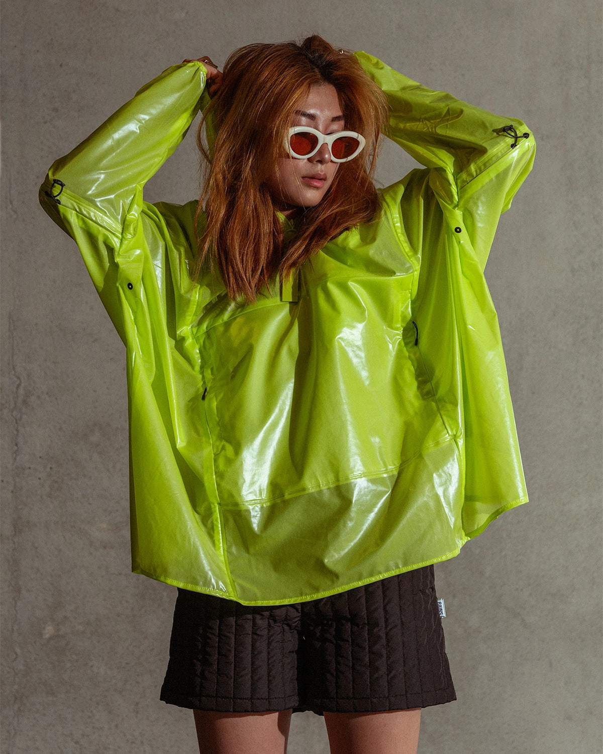 Bonded Hemline Classic Cut RAINS Ultralight Anorak 'Digital Lime'
