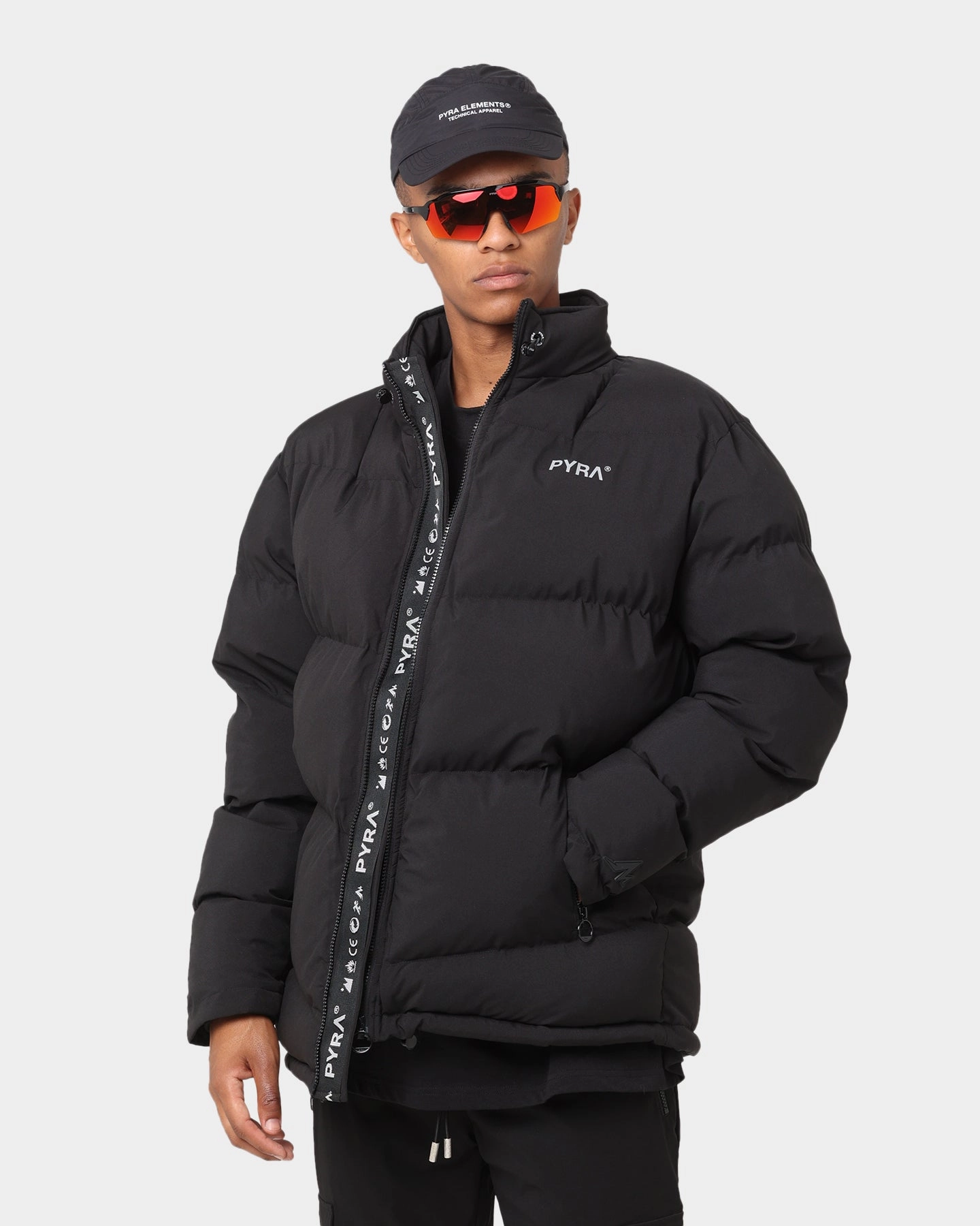 PYRA Padded Puffa Jacket Black Risk Sleek Outerwear