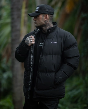 PYRA Padded Puffa Jacket Black Memory