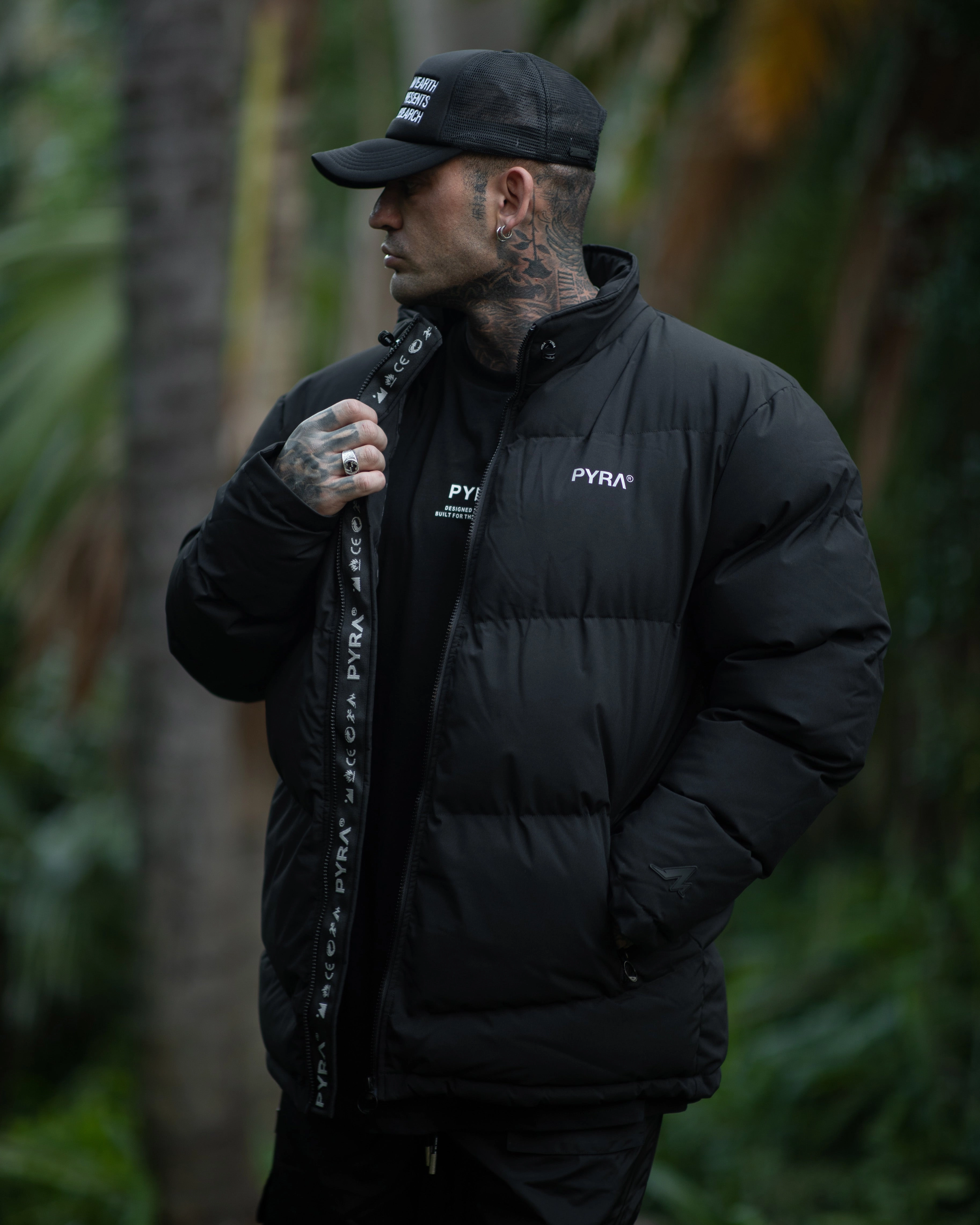 PYRA Padded Puffa Jacket Black Memory