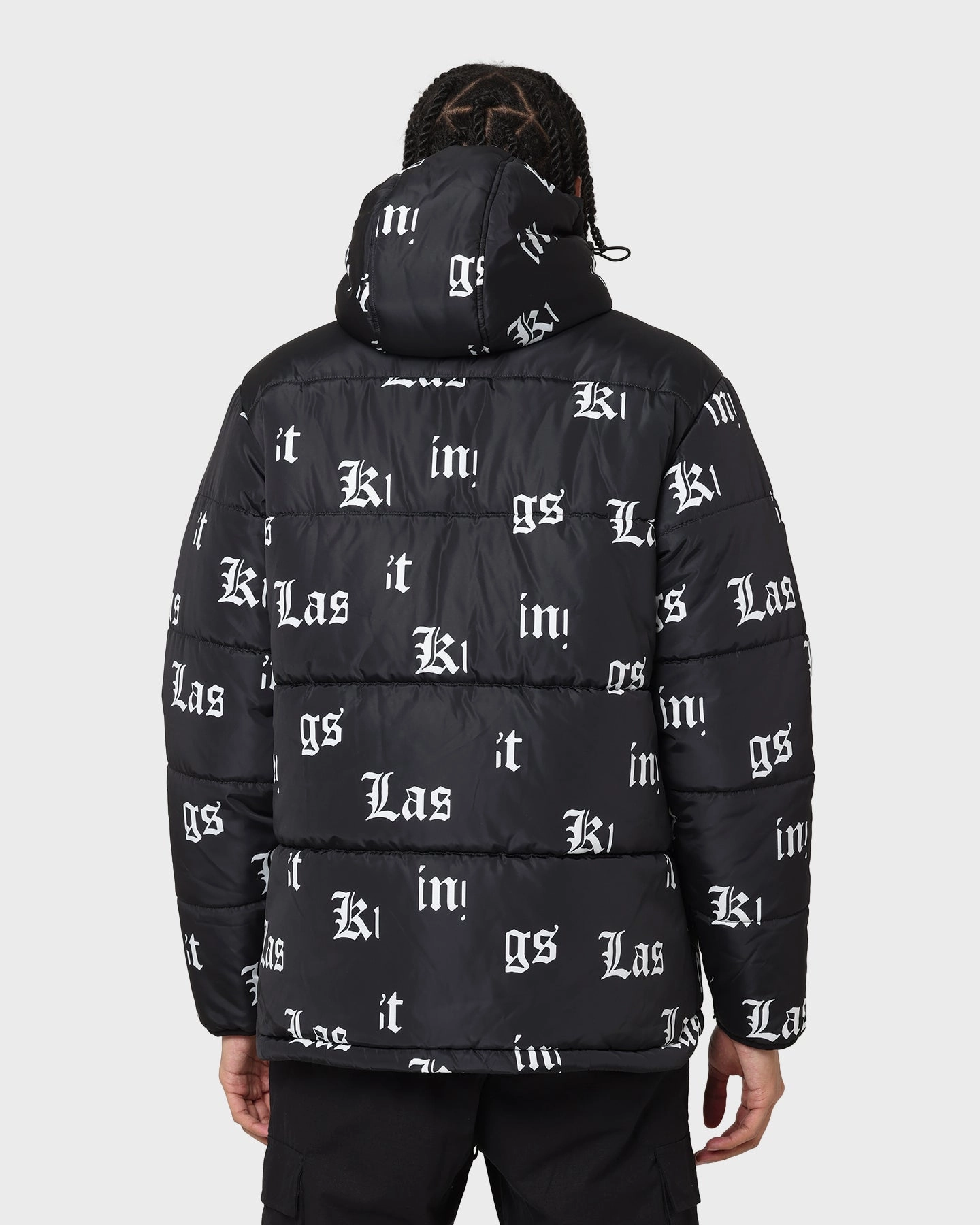 Last Kings Fragment Puffer Jacket Black Adjustable Hem