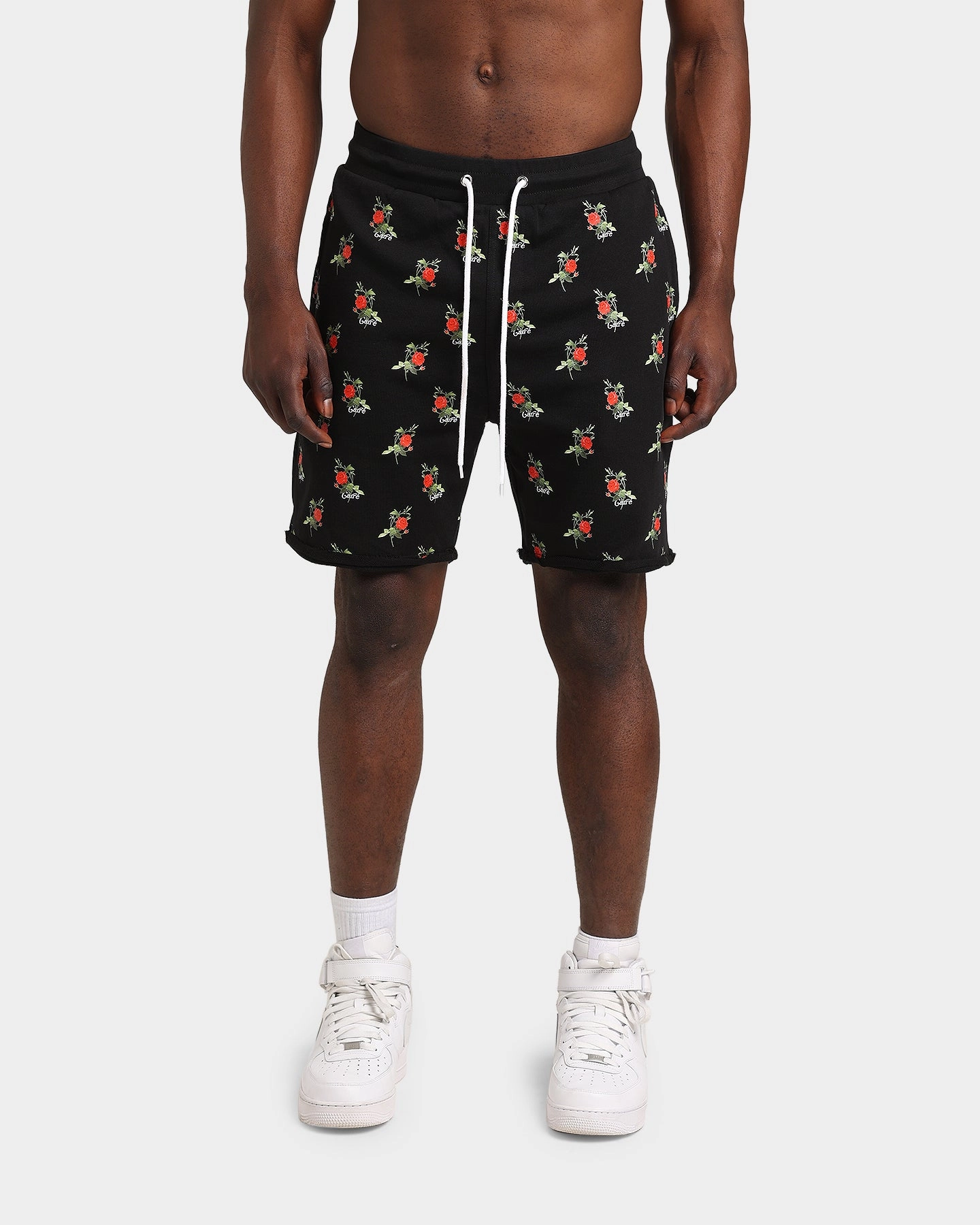 Quick Drying AdjustableDrawstring Carre Ament Repeat Rugueux Shorts Black