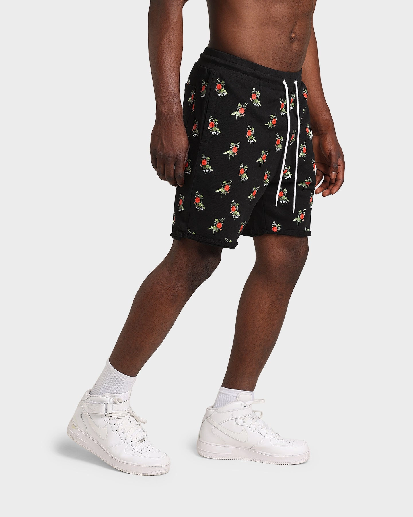 Yarn Dyed Pattern Sporty Design Carre Ament Repeat Rugueux Shorts Black