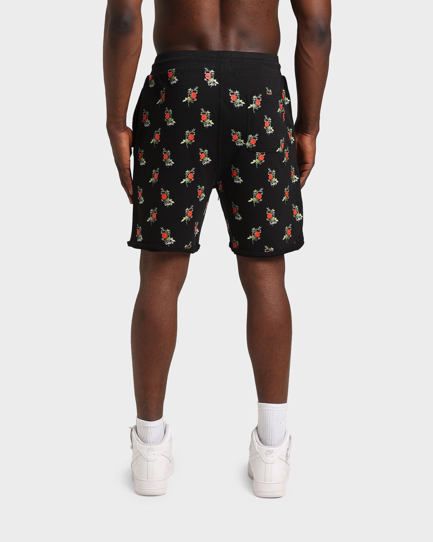 Mood Match Elastic hem Carre Ament Repeat Rugueux Shorts Black
