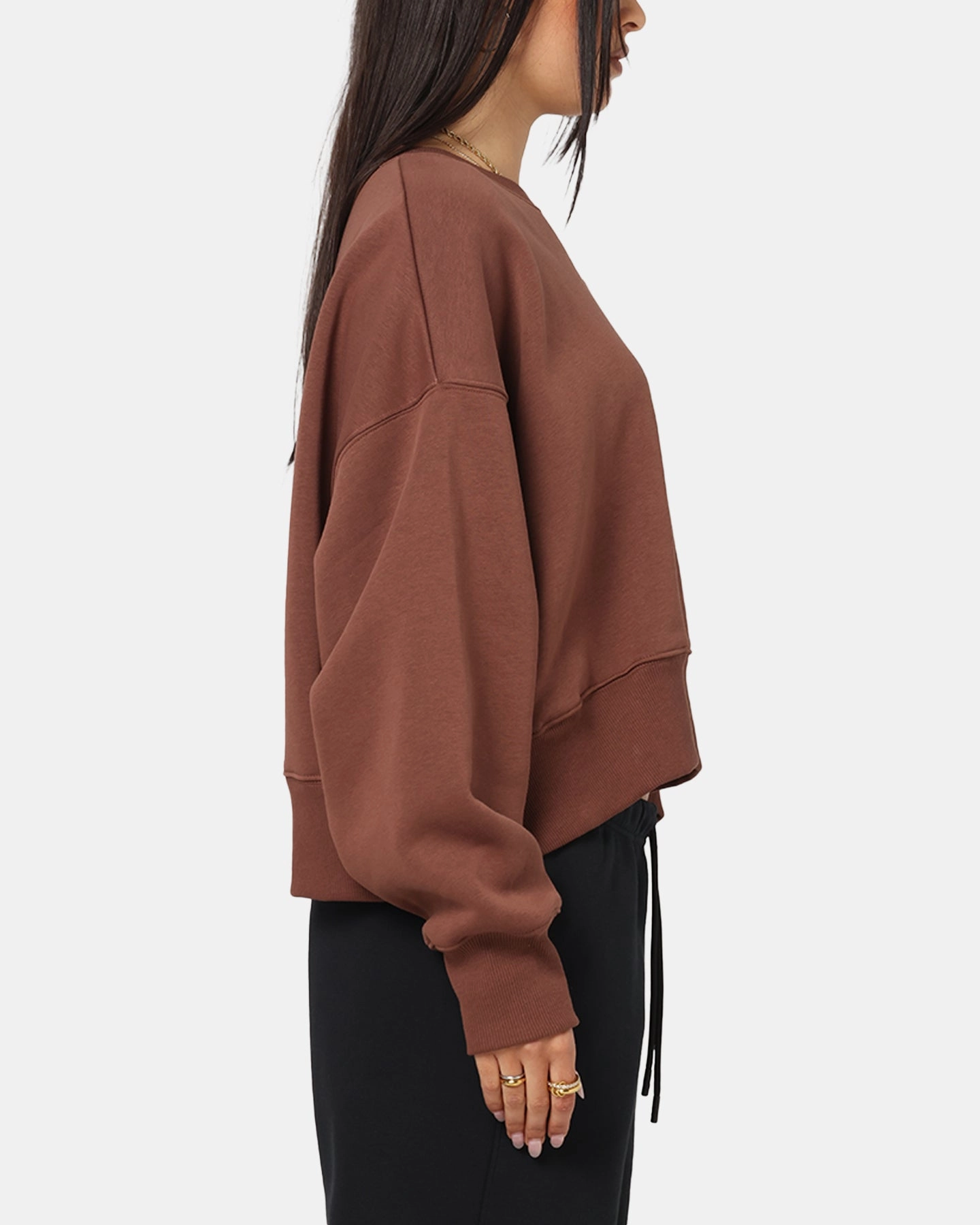 Nike Women's Sportswear Phoenix Fleece Crewneck Archaeo Brown/Sail Multipurpose Layering Travel Functional Wear