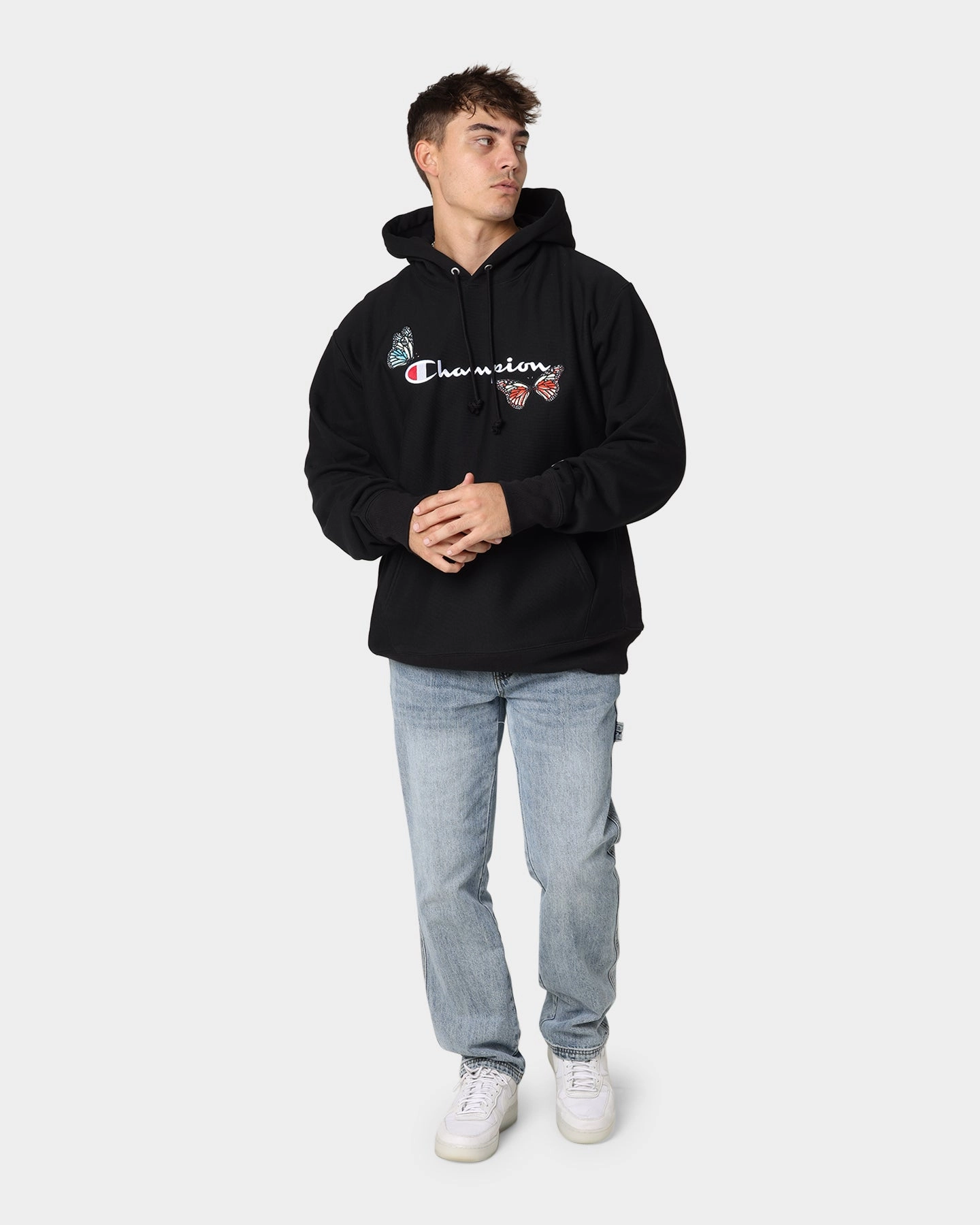 Champion Heritage Butterfly Embroidery Hoodie Black Machine-washable Urban Fit