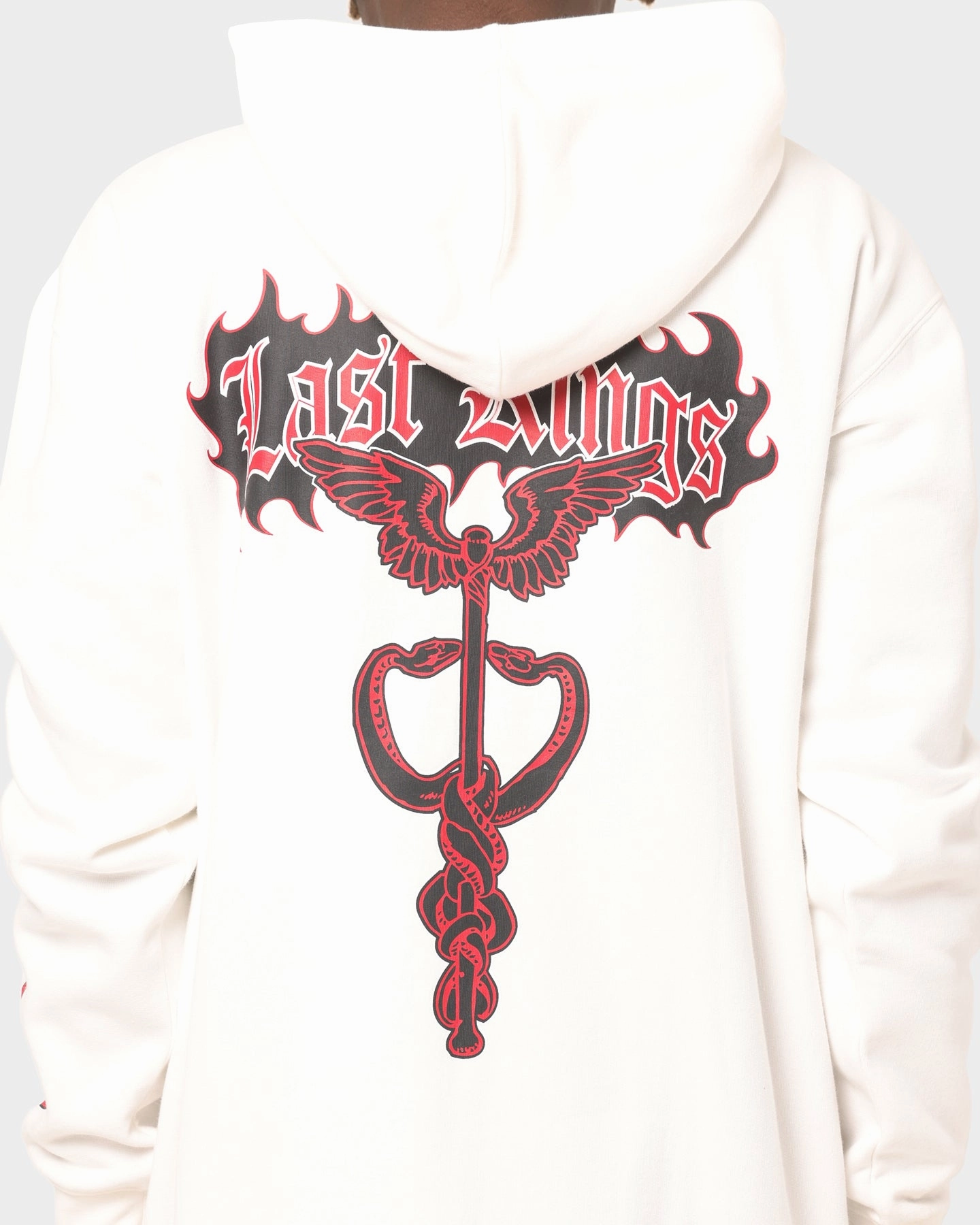 Breathable Lining Last Kings Flaming Wings Hoodie Off White