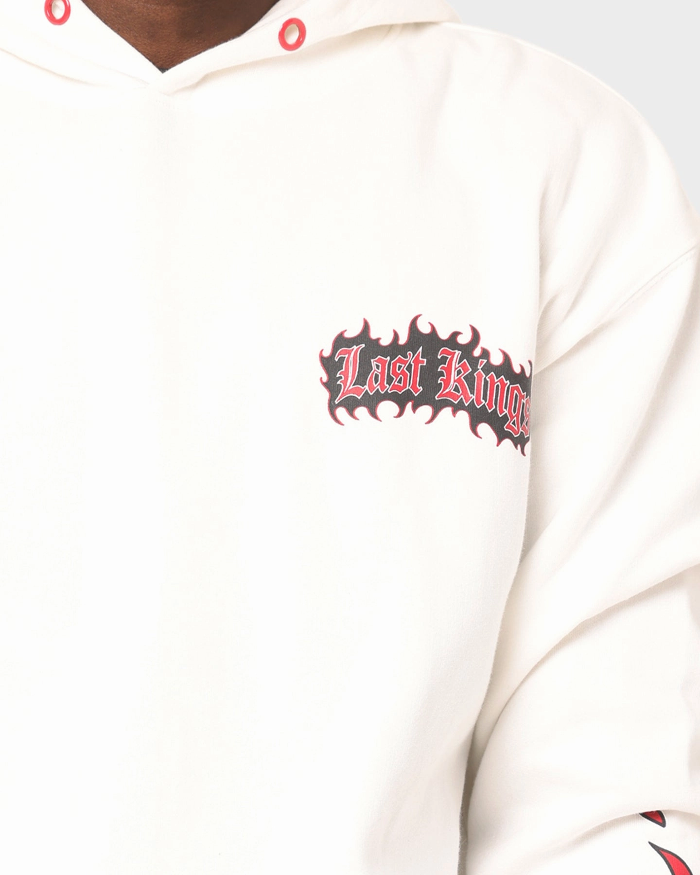 warm material Lockdown Hood Toggle Last Kings Flaming Wings Hoodie Off White
