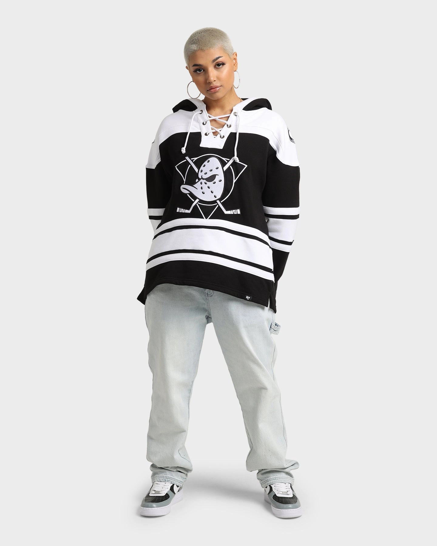 Shock Absorbent Padding Enjoy 47 Brand Anaheim Ducks NHL Superior '47 Lacer Hoodie Jet Black