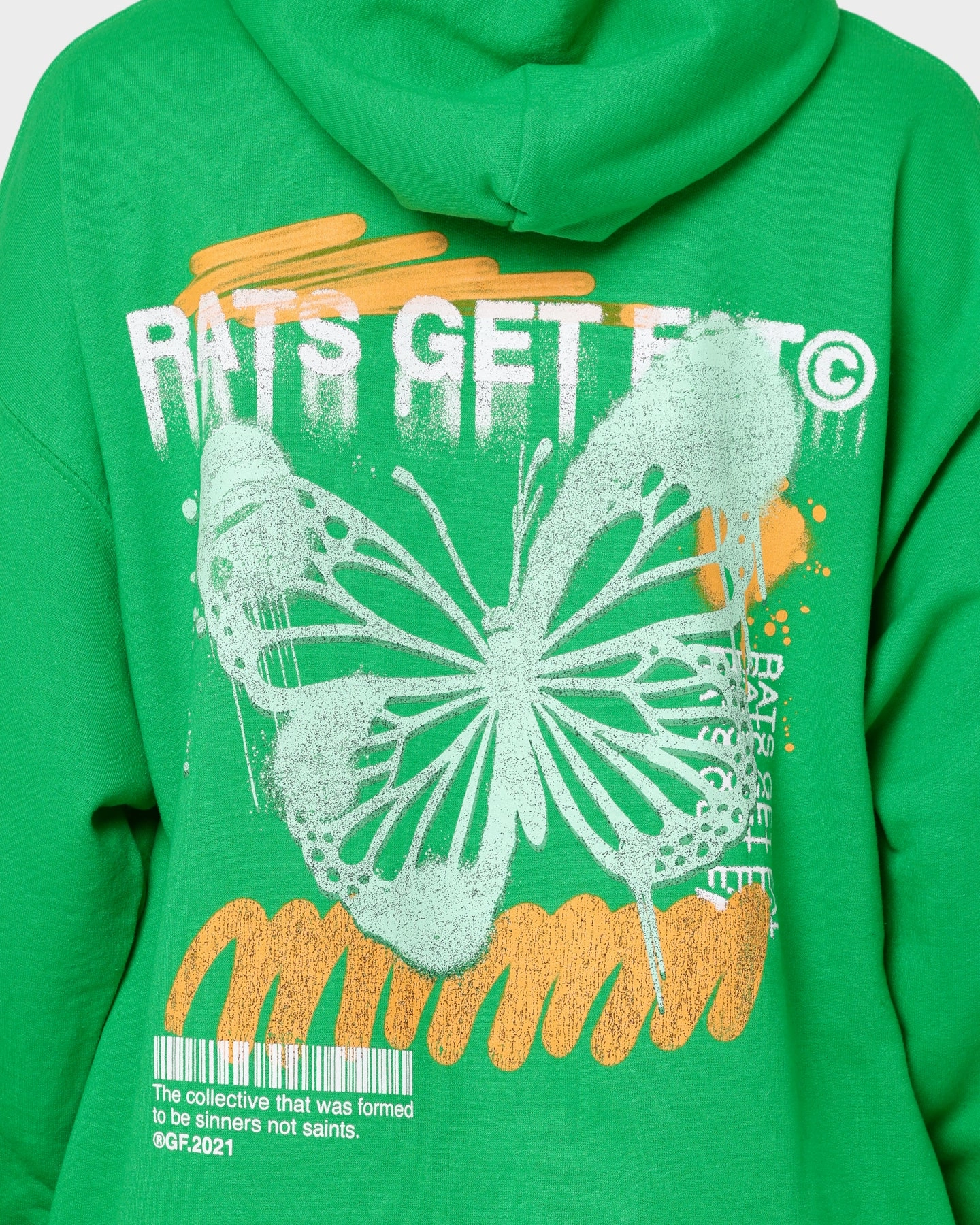 Rats Get Fat Spray Butterfly Hoodie Green sports practice