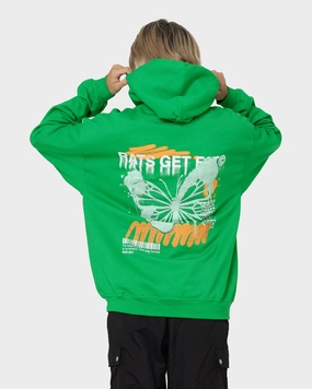 Danger Rats Get Fat Spray Butterfly Hoodie Green