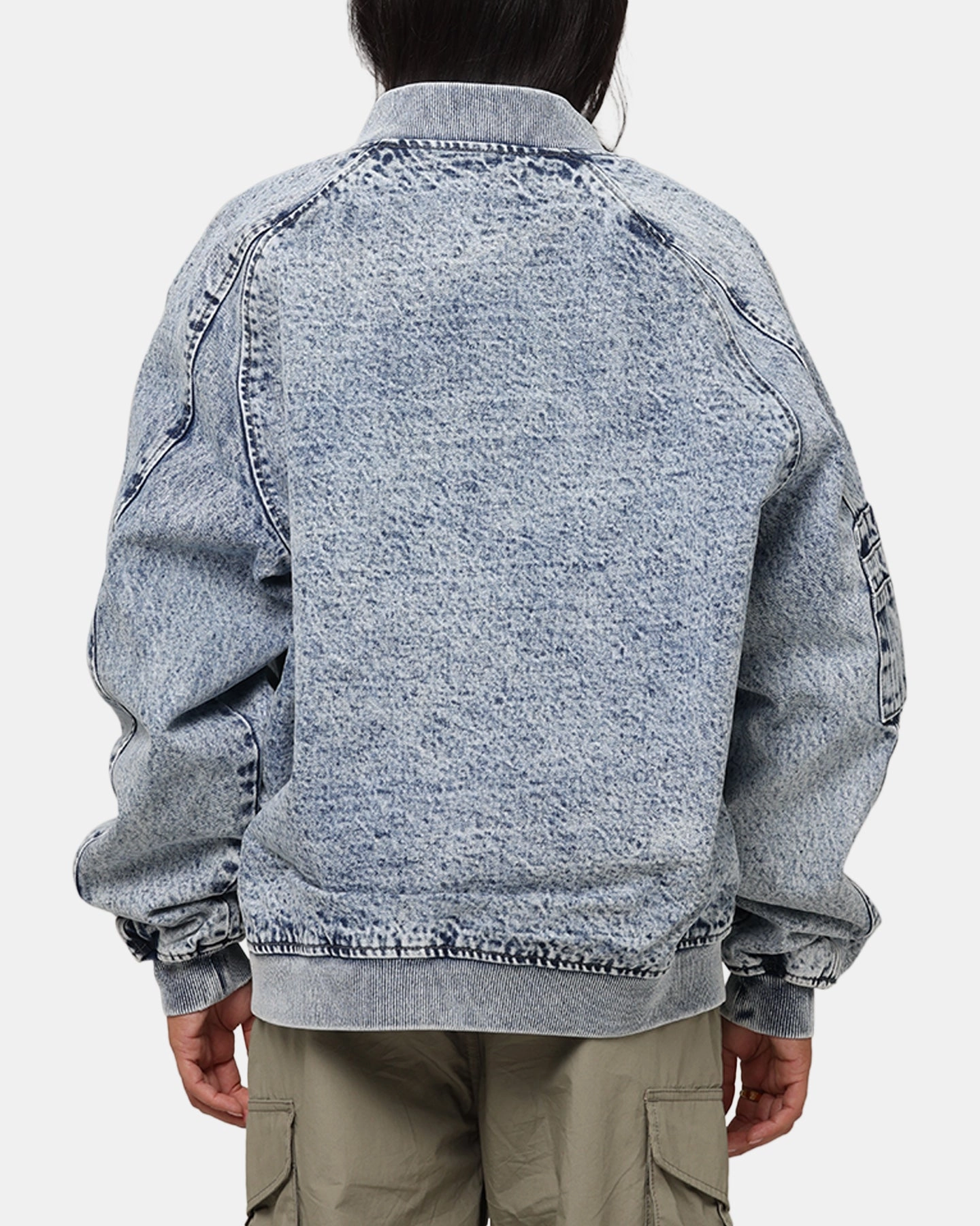 AbrasionResistant Edging Double Layered Insulation Saint Morta Flight Denim Jacket Blue Stonewash
