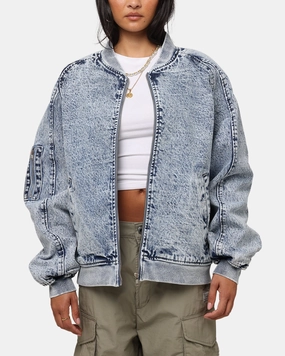 Saint Morta Flight Denim Jacket Blue Stonewash Adjustable Waist Tabs