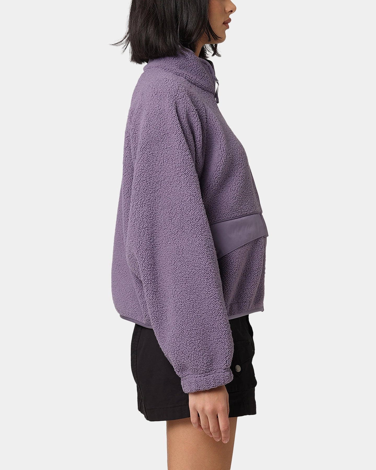 Nike Women's Sportswear Sherpa Jacket Daybreak/Oxygen Purple Detachable Collar coordinating piece