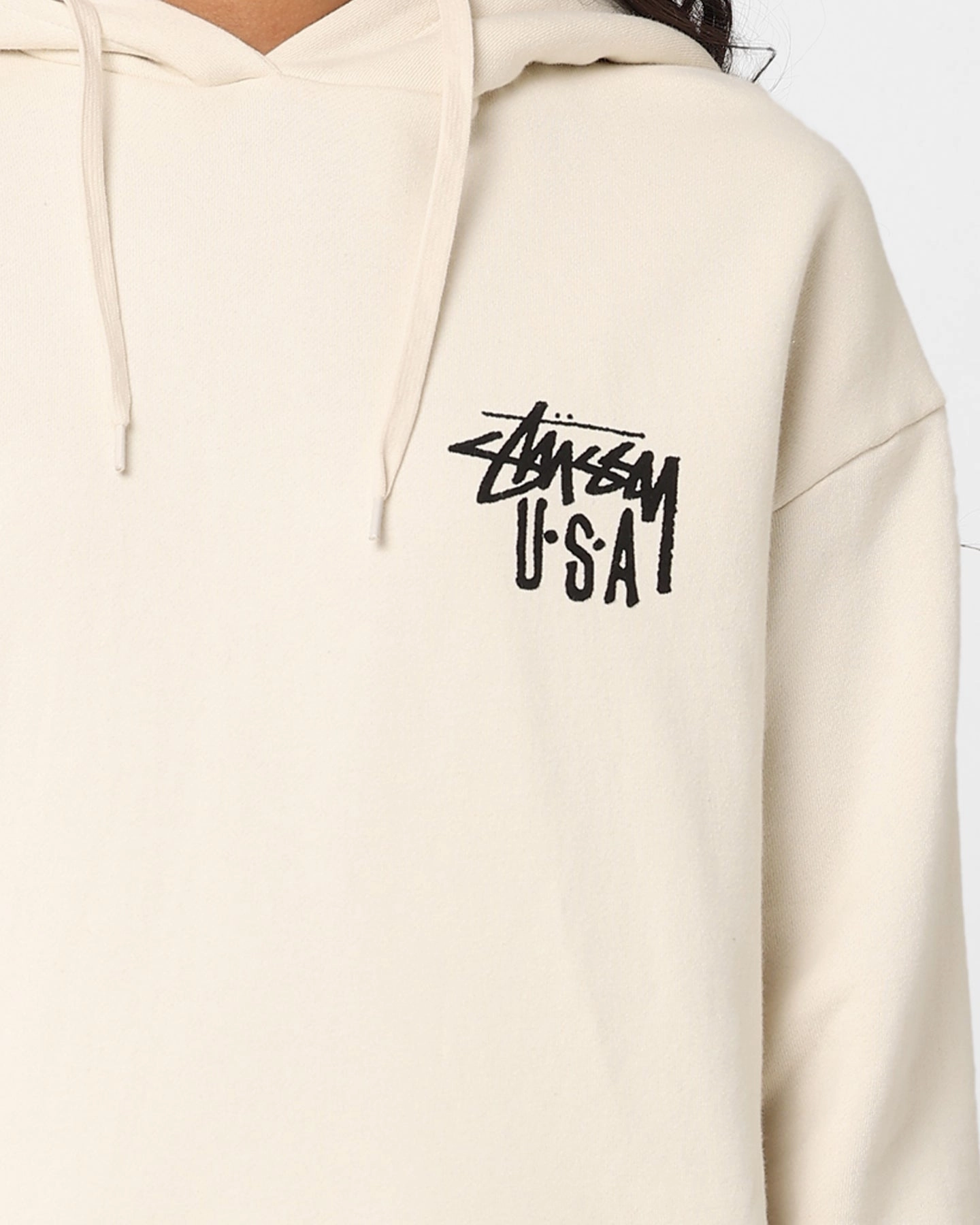Stussy USA LCB Hoodie Cream Brand Name