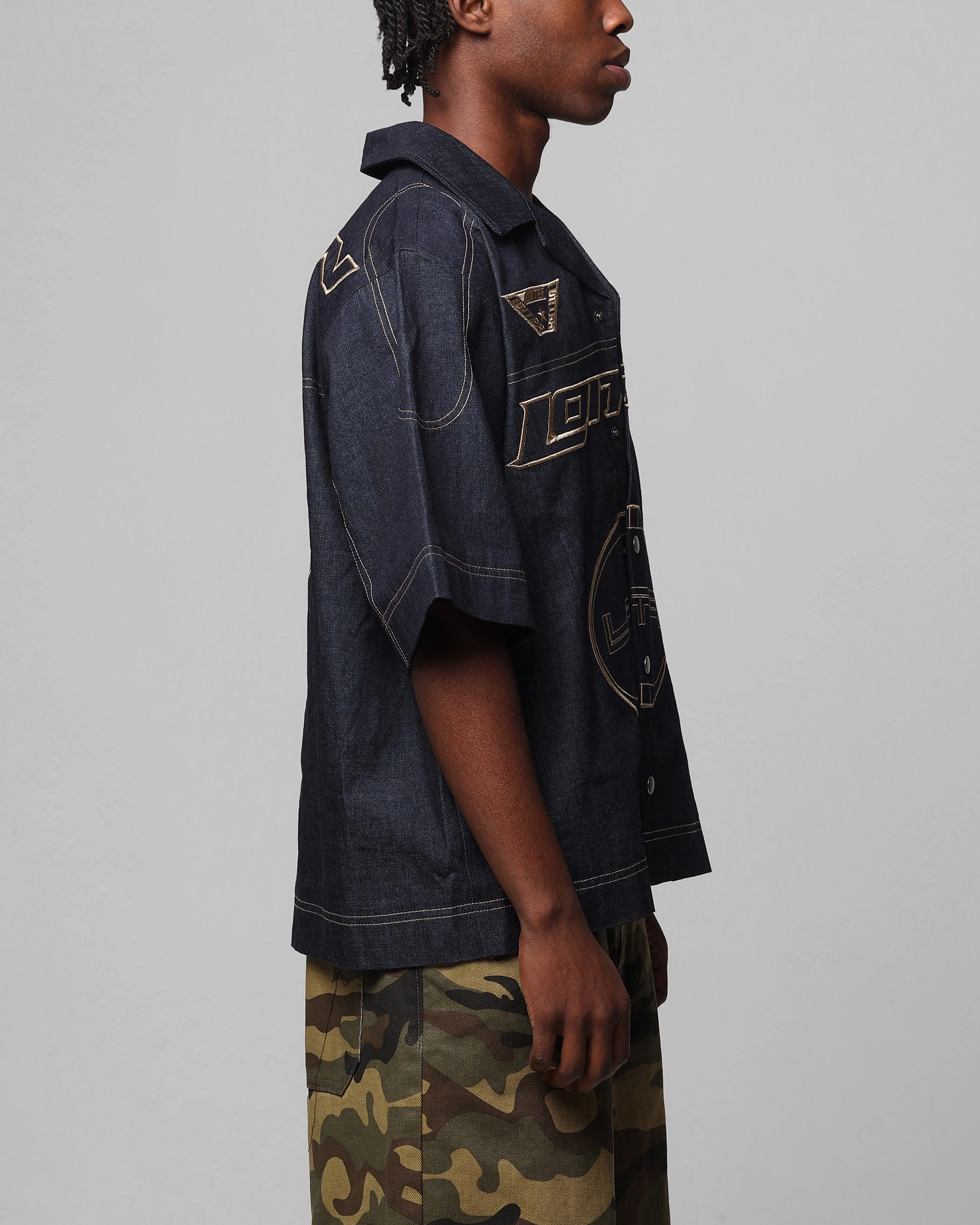 Classic Appeal Workwear Essential Loiter Motor Denim Button Up Shirt Indigo
