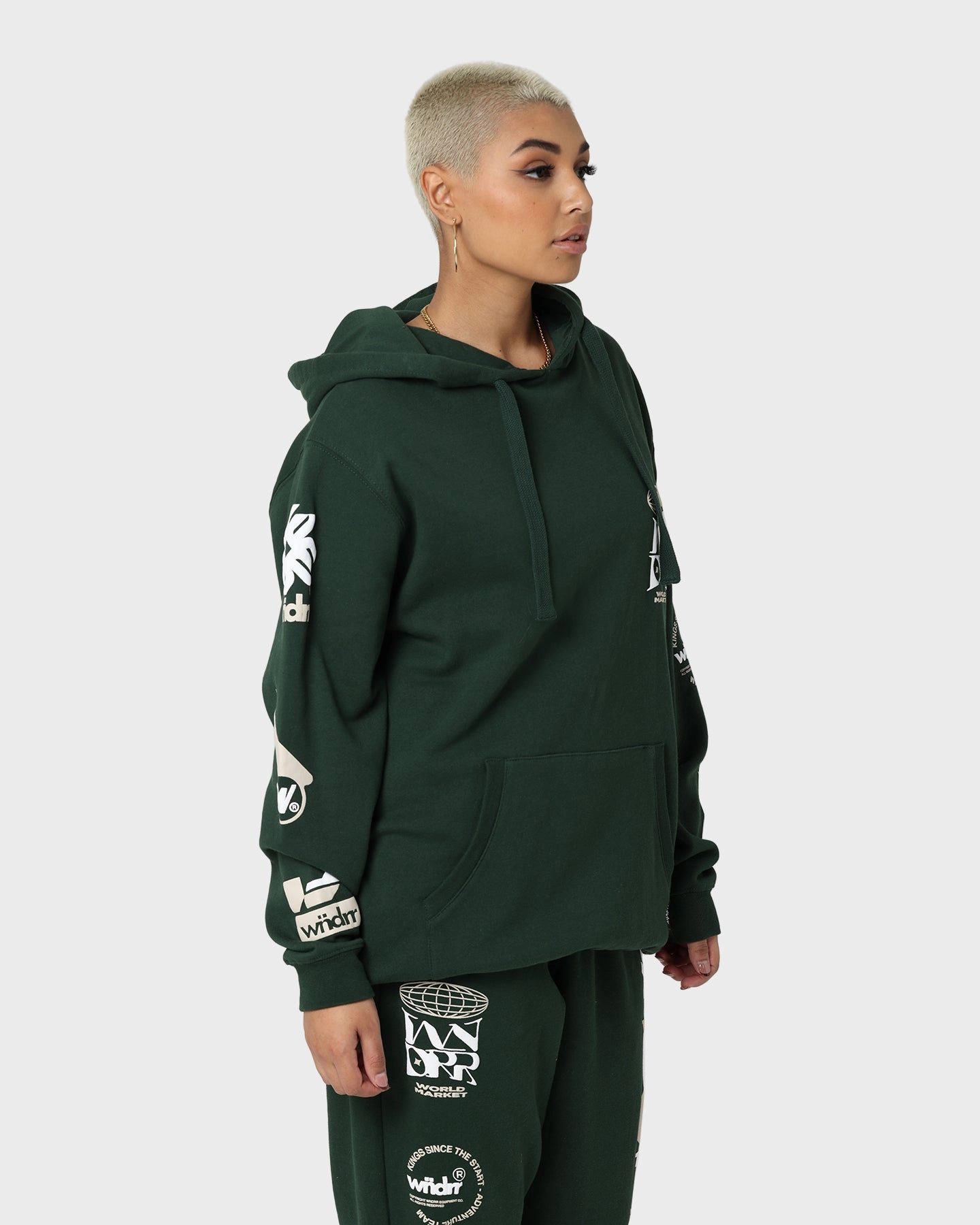 WNDRR Market Hoodie Forest Green Dry Touch