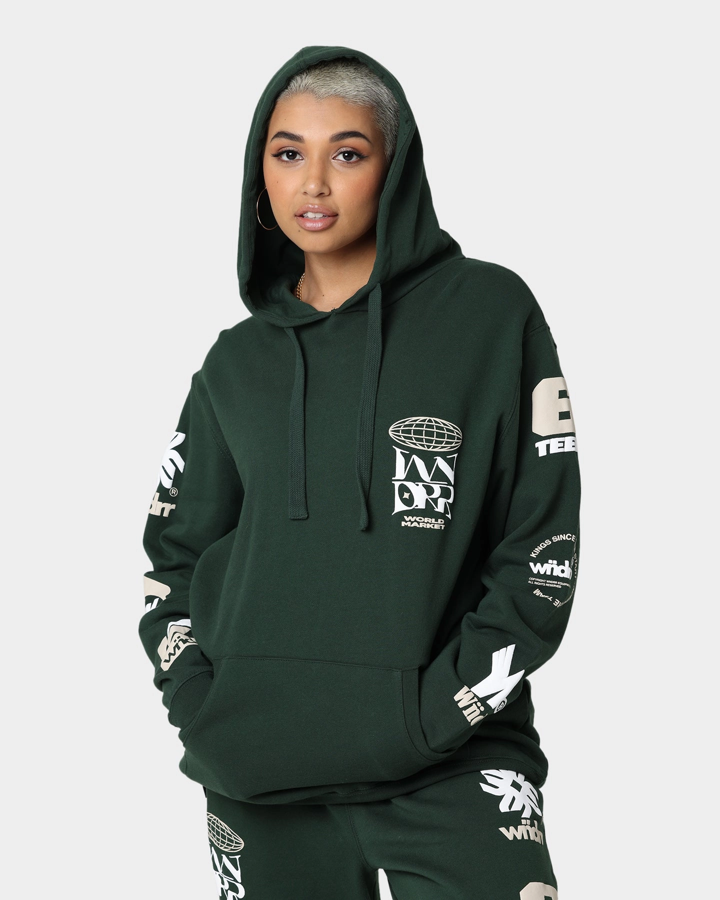WNDRR Market Hoodie Forest Green Gel Street Comfort