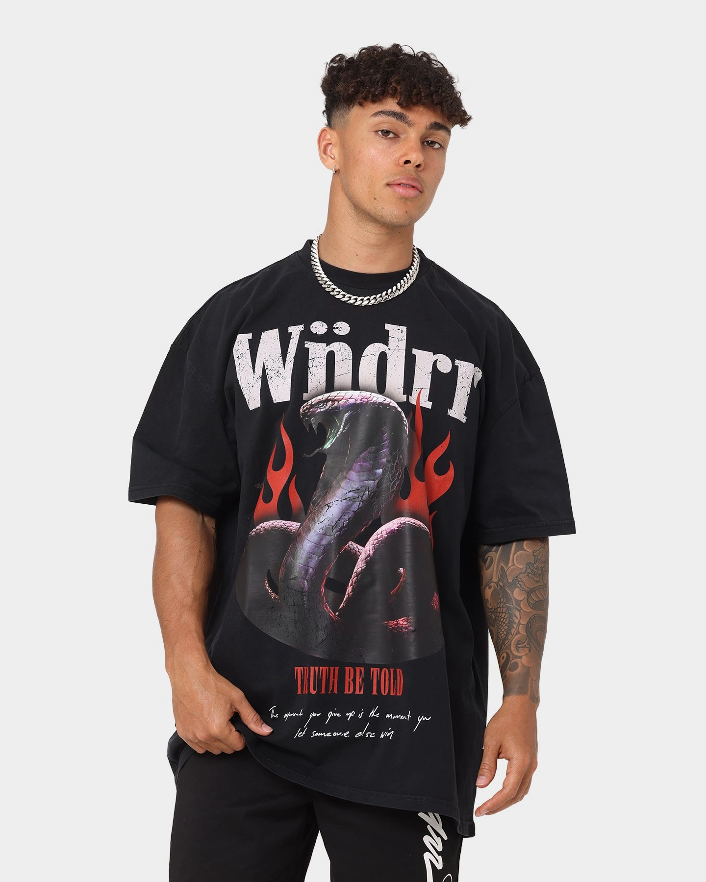 WNDRR Serpent Vintage T-Shirt Washed Black Edgy Trendy Wear