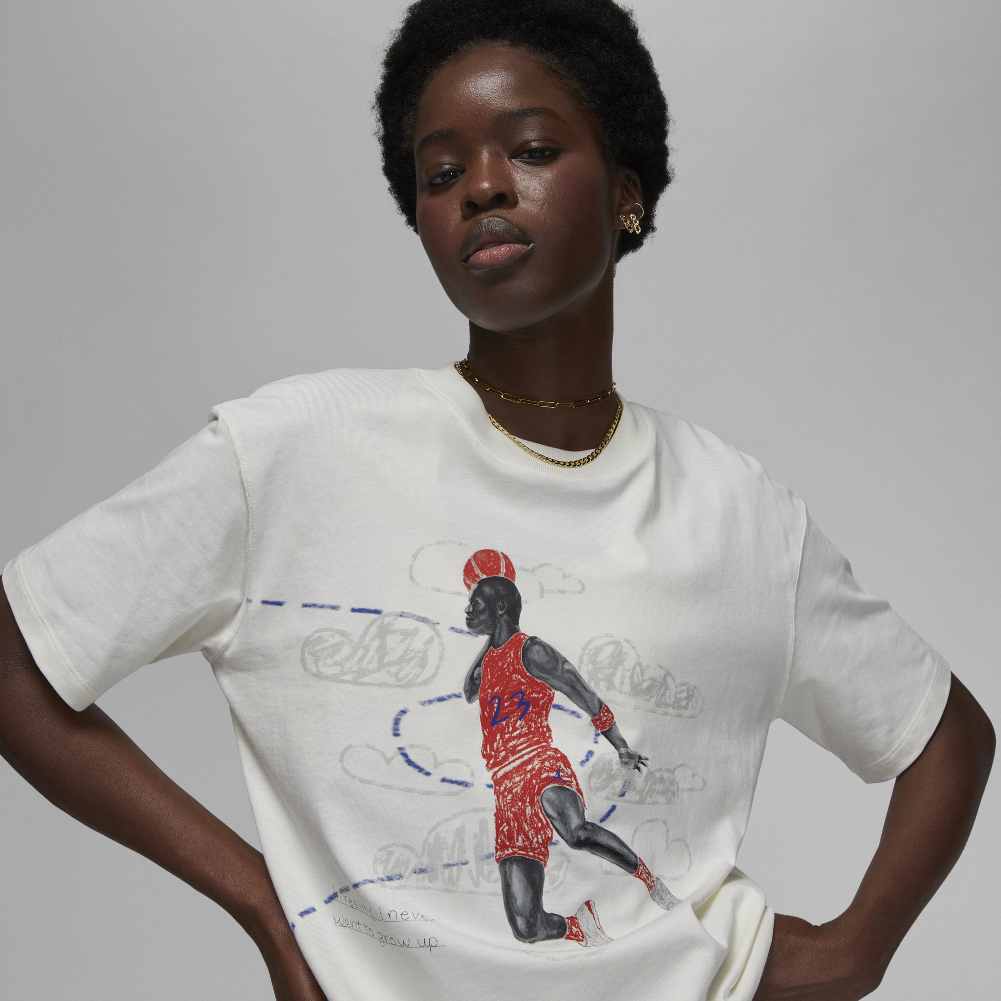 Womens Jordan Artist Series by Parker Duncan T Shirt ' Sail' Sharp Fit Form Thermal regulation Comfortable Urban Piece