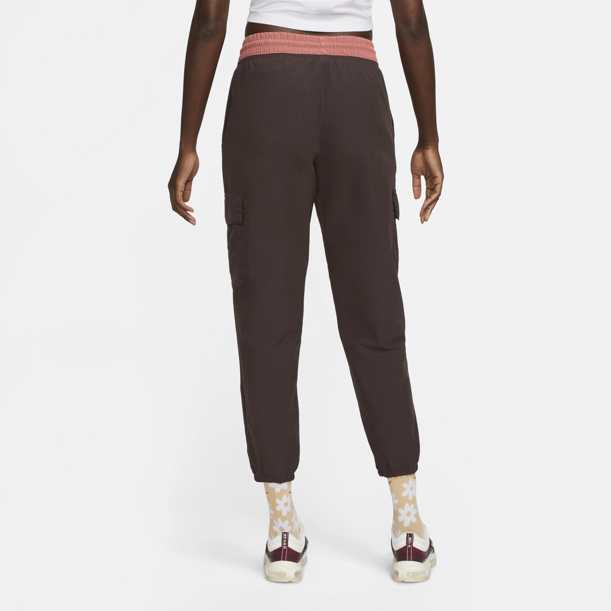 Womens Nike Woven Cropped Cargo Jogger Pants 'Brown' DoubleLayeredHem Fade Resistant