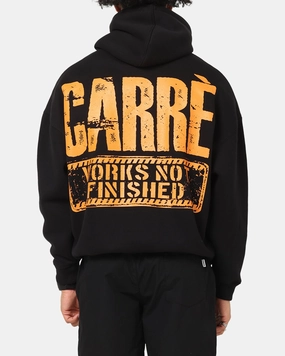 Minimalist Sport Style low - density storage Carre Trenches Hoodie Black