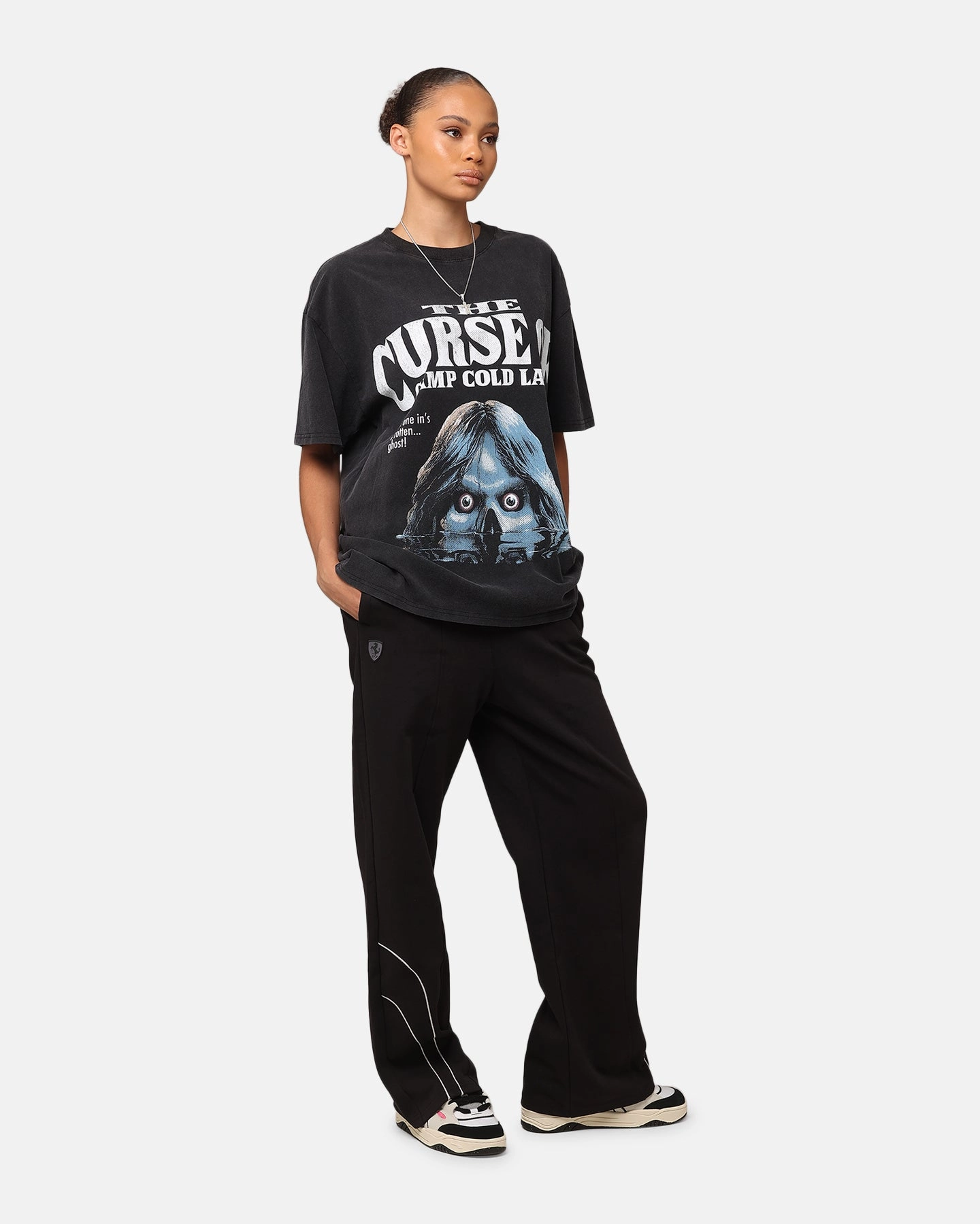 American Thrift X Goosebumps Cold Lake Heavy T-Shirt Vintage Black Outdoor Light