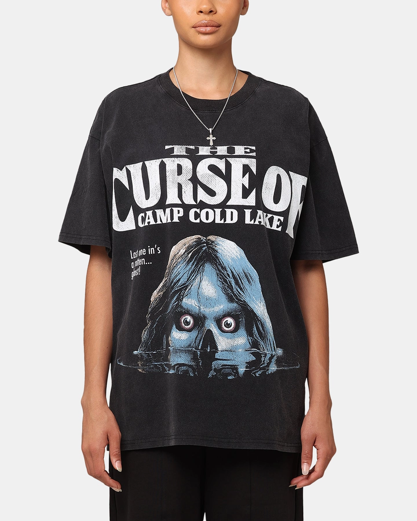 American Thrift X Goosebumps Cold Lake Heavy T-Shirt Vintage Black Vibrant Colors